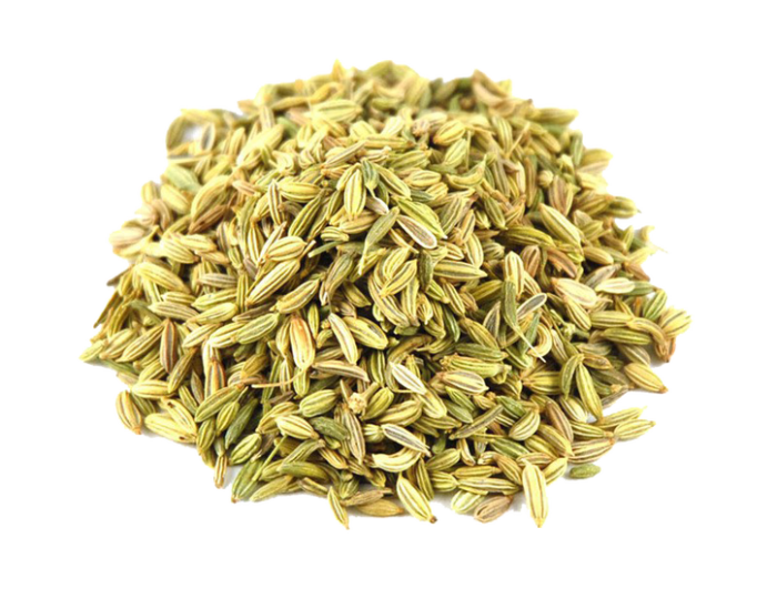 "Image: Close-up of premium fennel seeds in a bowl, showcasing their small green seeds and aromatic fragrance. 🌿✨ #FennelSeeds #AromaticSpices"