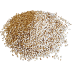 "Image: Close-up of premium sesame seeds in a bowl, showcasing their golden color and texture. 🌾🌱 #SesameSeeds #QualityHarvest"